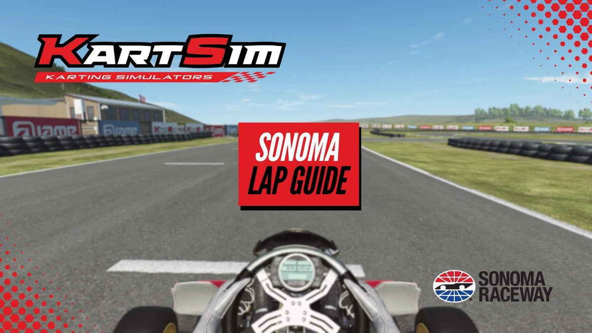Driver completing the Sonoma Raceway lap guide in KartSim Pro North America software for realistic circuit learning and professional karting preparation.