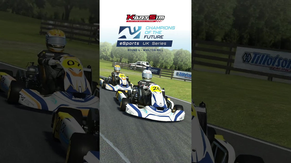 KartSim esports drivers racing at the laser-scanned Whilton Mill circuit during preparation for Champions of the Future UK Series Round 4.