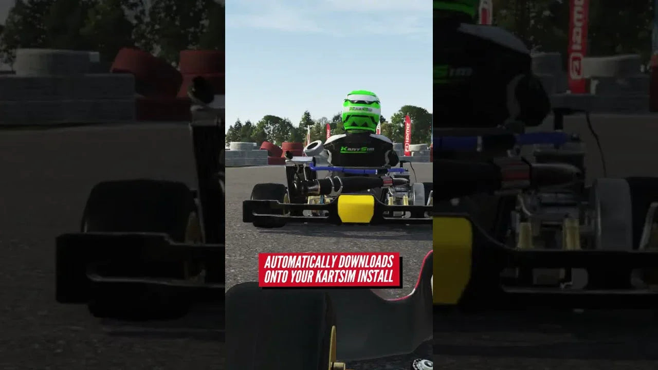 Realistic kart racing simulator showing professional driver view and precision karting training environment