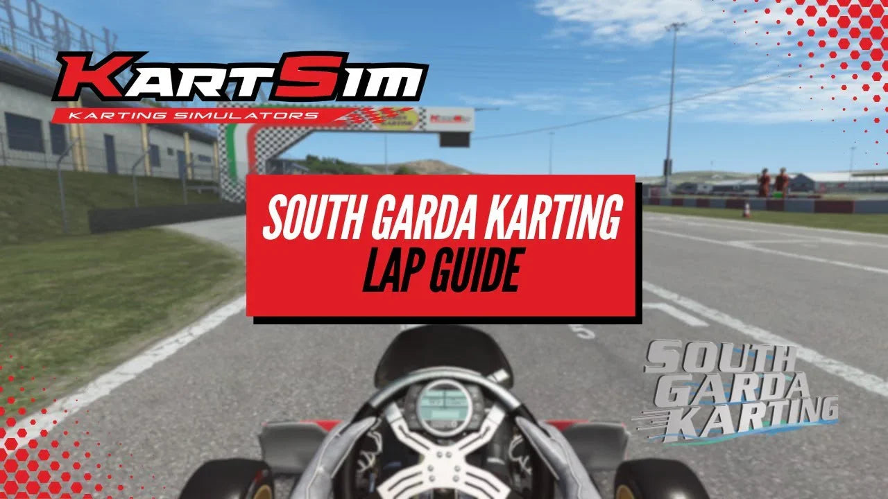 Professional kart simulator cockpit view featuring South Garda kart track guide for realistic racing training.