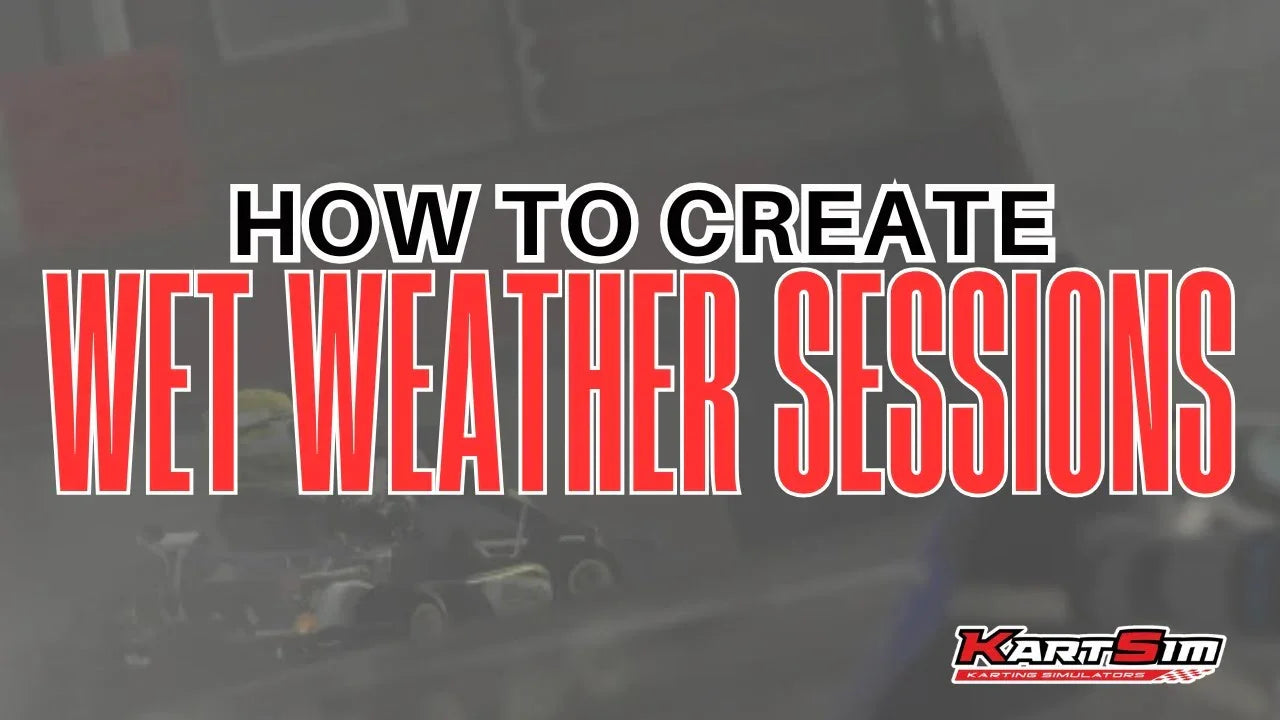 Kart racing simulator guide for creating realistic wet weather training sessions interface.