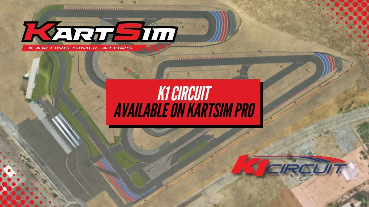 Overhead view of realistic kart racing circuit used for professional kart simulator training