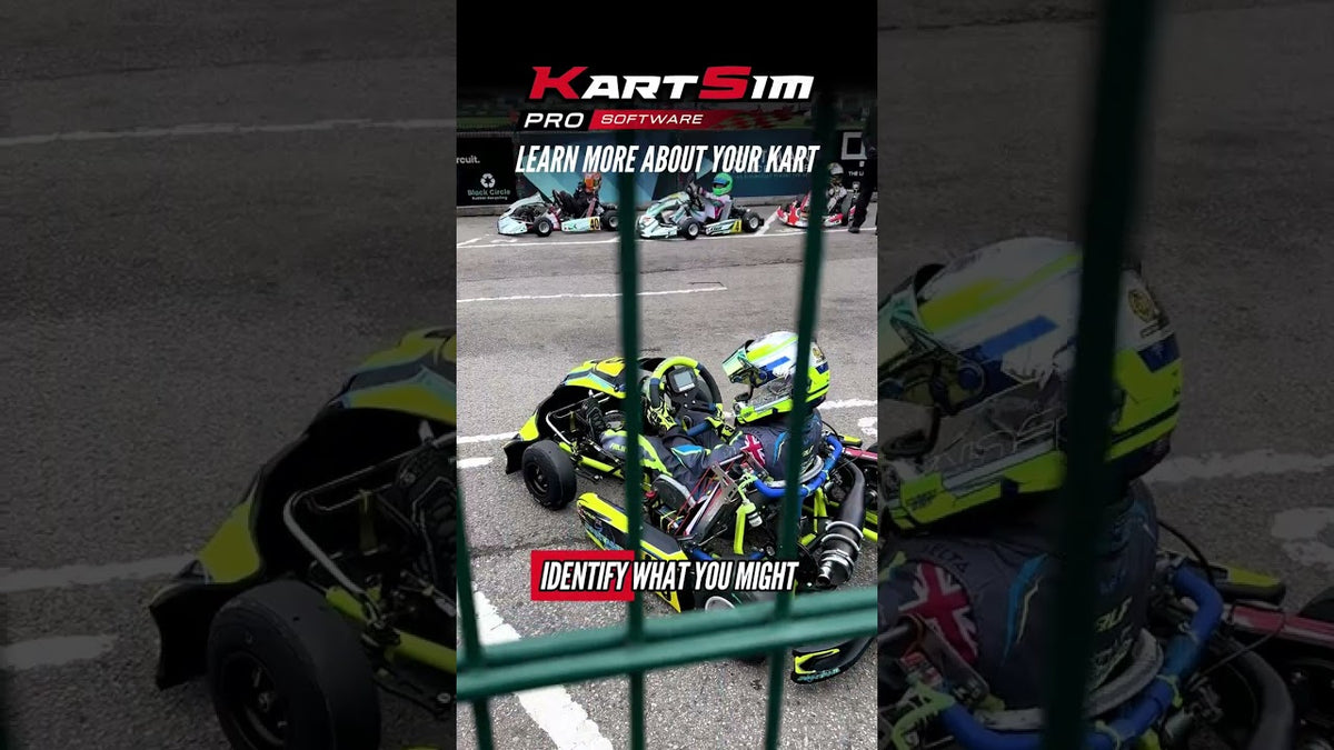 Driver using KartSim Pro Software to test kart setup changes and understand their effect on handling, lap time and professional race performance.