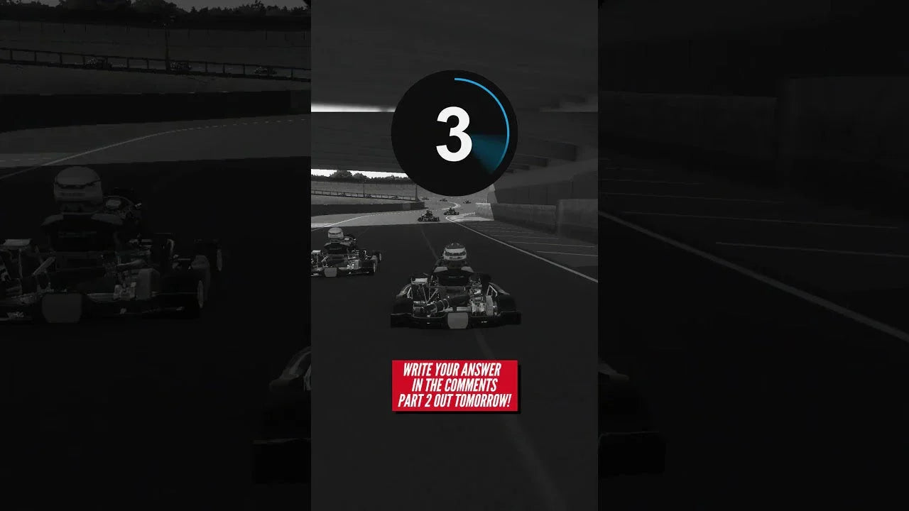 Professional kart racing simulator interface with multiple virtual karts on a realistic track for training.