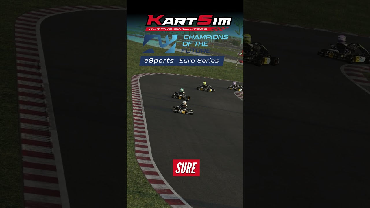 KartSim Champions of the Future Euro Series finals live stream showing elite esports karting competition on a realistic kart simulator platform used for driver training and coaching.