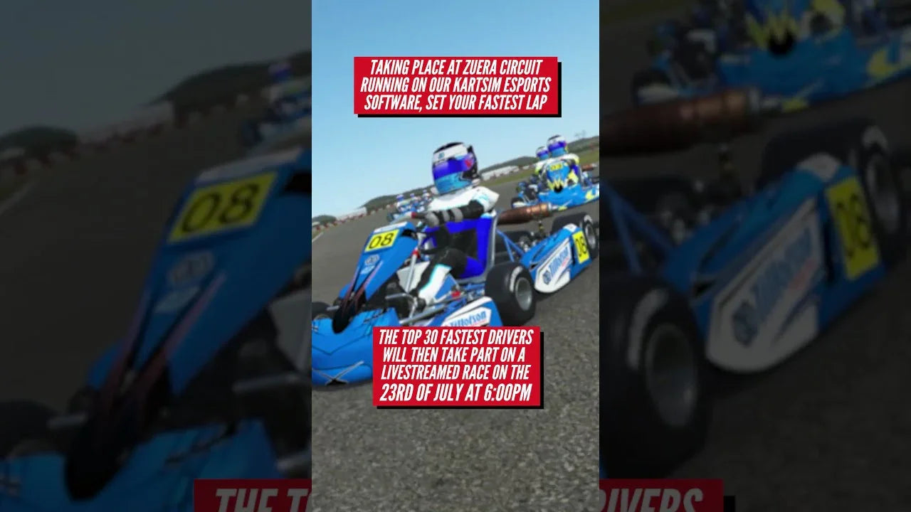 Kart racing simulator with realistic driver seating and professional karting training software interface