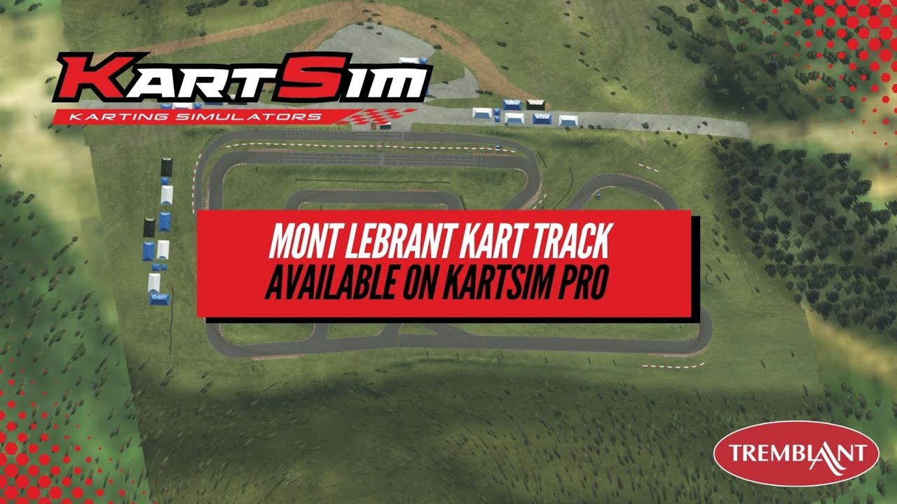 KartSim Pro NA Software showcasing the Mont Tremblant Karting Circuit with laser-scanned accuracy and telemetry-based karting realism.