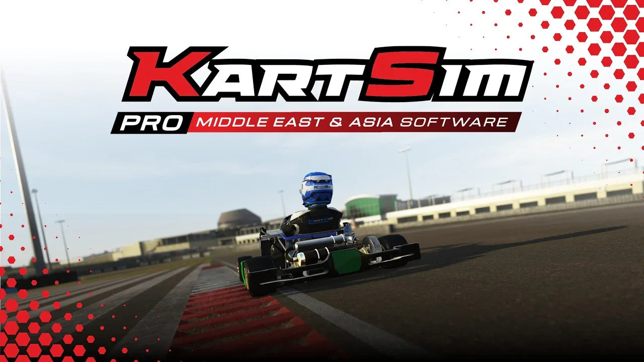 KartSim Pro software for Middle East & Asia featuring realistic kart racing simulator on a detailed track