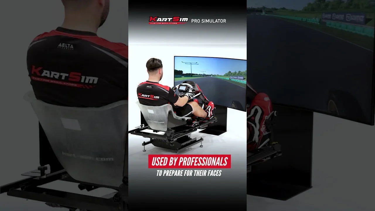 Driver training on a KartSim pro karting simulator running KartSim Pro Software for professional karting performance development.