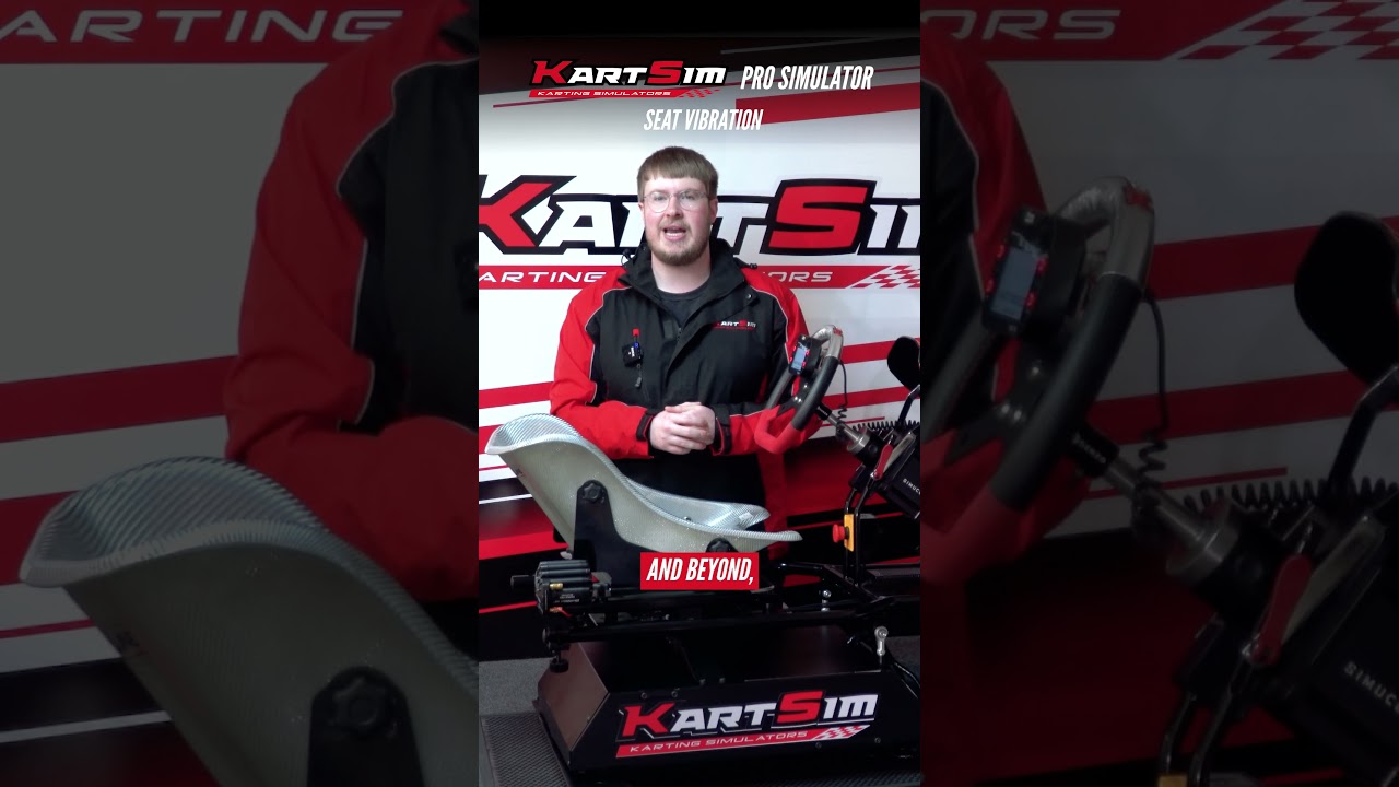 KartSim Pro Simulator seat vibration system demonstrating realistic kart feedback during professional kart simulator driver training
