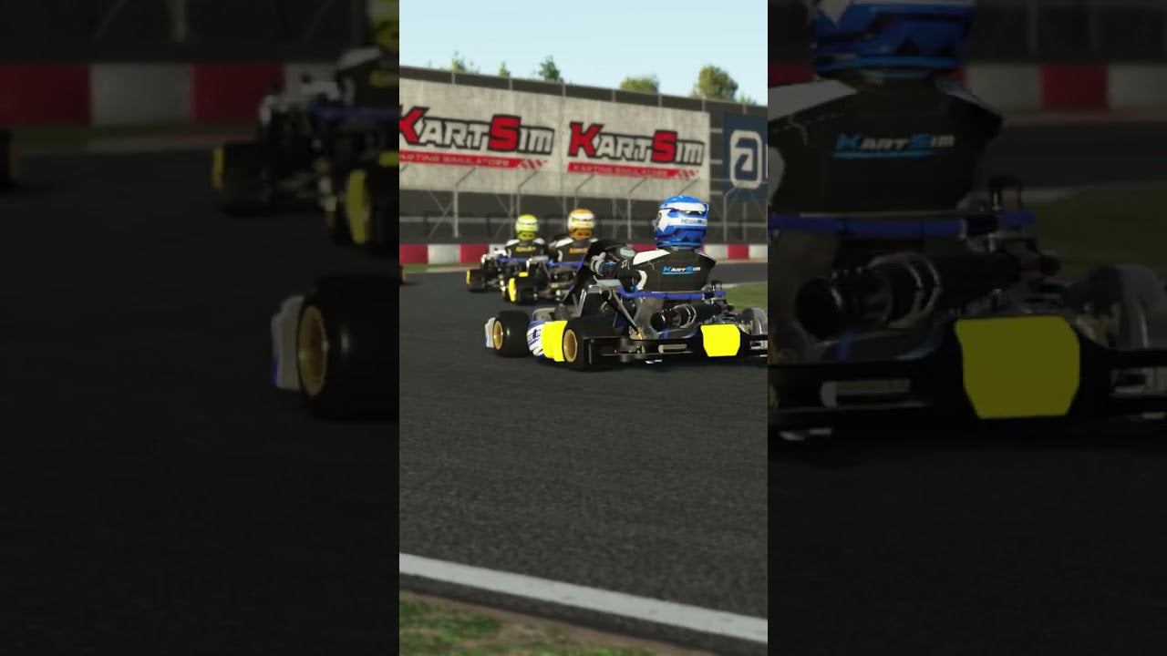 Vertical showcase of Cremona Karting Circuit in KartSim Pro EU Software, showing karts racing through technical corners
