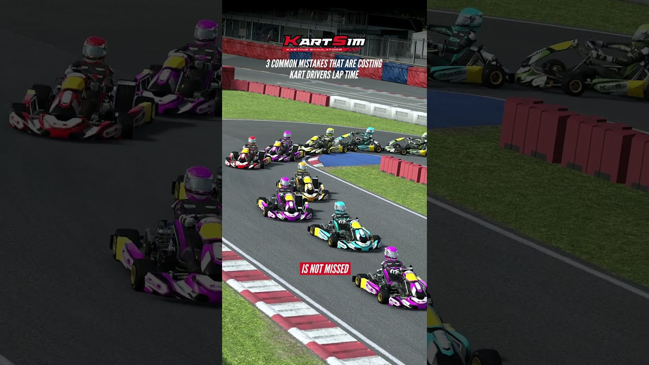 KartSim training session showing multiple karts on track, focused on fixing common lap time mistakes through realistic simulator practice and driver coaching.