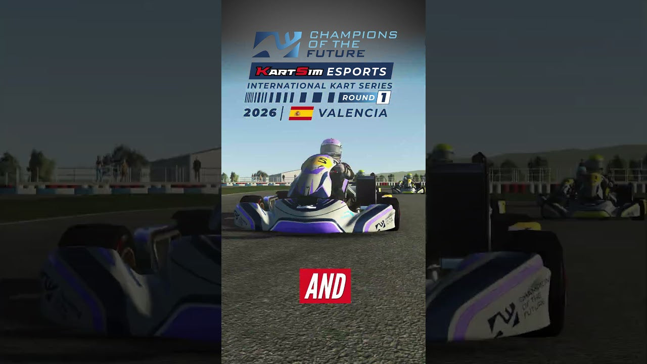 Driver setting a qualifying lap at Valencia using KartSim Pro Software realistic kart simulator environment in Champions of the Future esports event