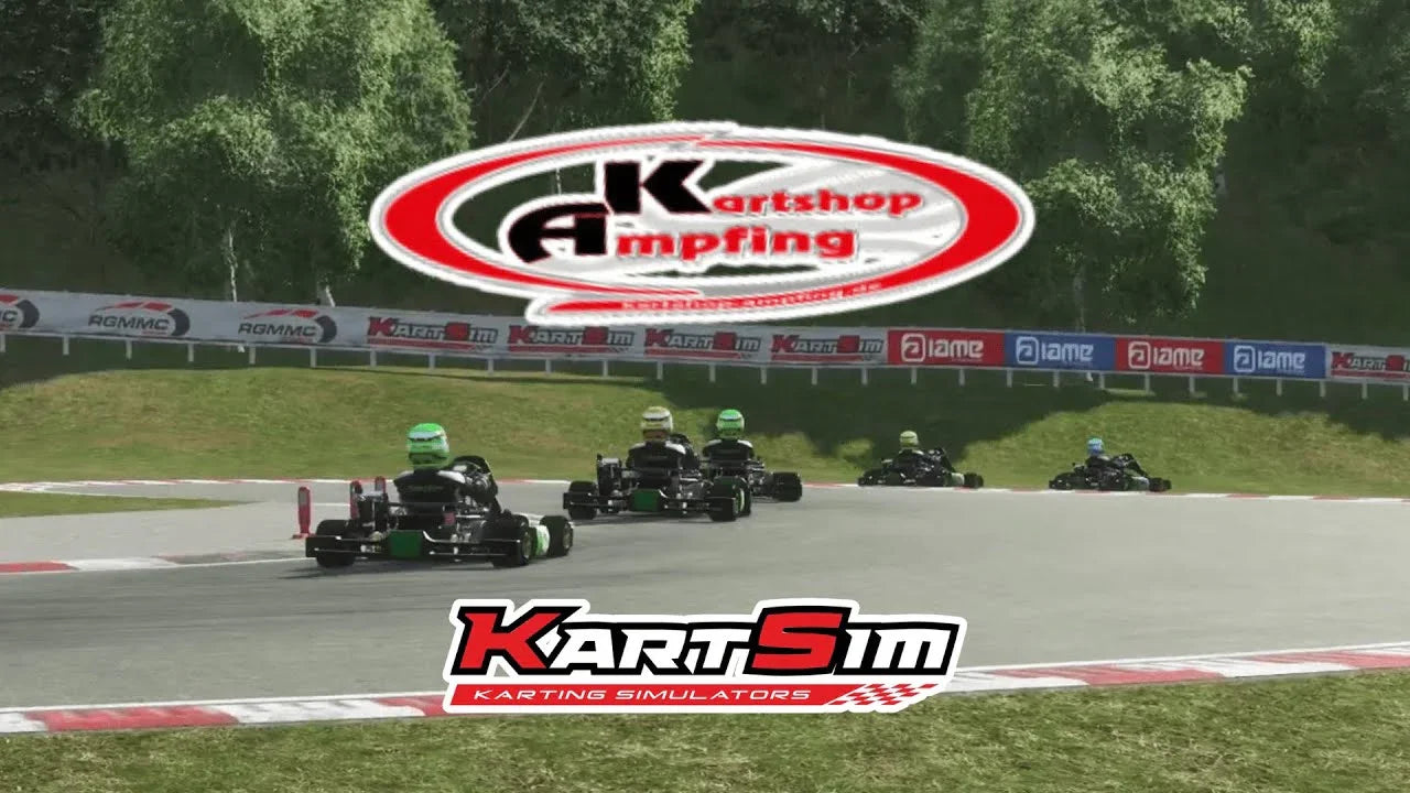 Realistic kart racing simulator with multiple drivers on a LiDAR scanned track for karting training.