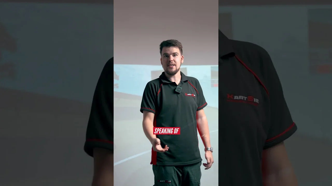 KartSim Driver Development Rig with adjustable pedal system and quick-release steering, designed for professional karting coaching and driver training.