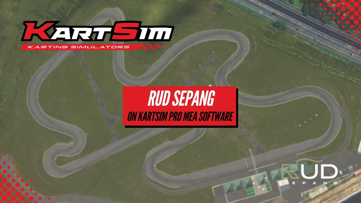 Aerial view of the laser-scanned RUD Sepang circuit in KartSim Pro Middle East & Asia, showcasing a realistic training environment for professional karting preparation.