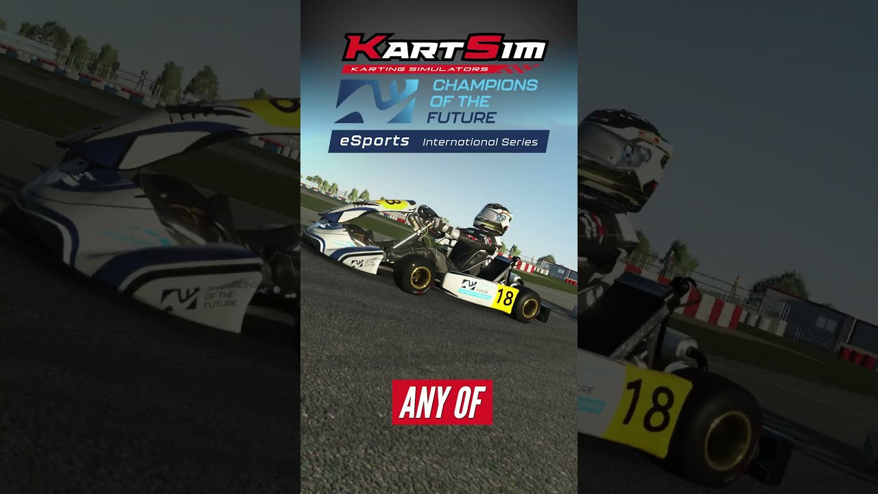 Driver competing in a KartSim esports race using realistic kart simulation to improve racecraft, consistency, and performance under pressure.