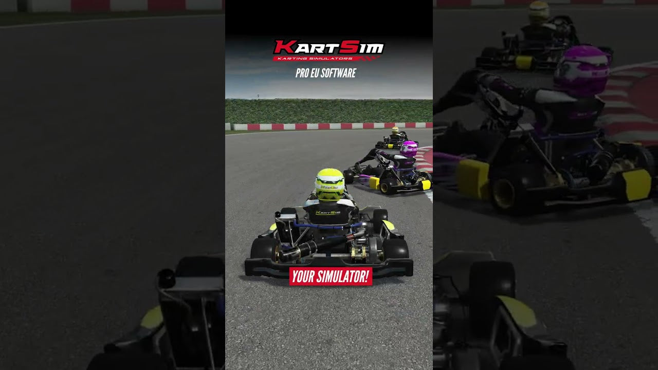 Driver training on a KartSim Pro simulator practising European karting circuits with laser-scanned accuracy and professional driver coaching.