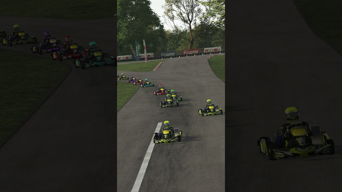 KartSim Pro North America drivers racing on the laser-scanned MCC KartPlex circuit for realistic training, racecraft practice and professional preparation.