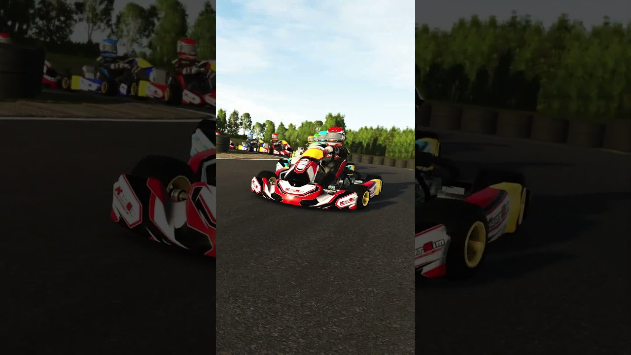 Driver racing at Bayford Meadows circuit using KartSim Pro Software realistic kart simulator environment with laser-scanned track accuracy