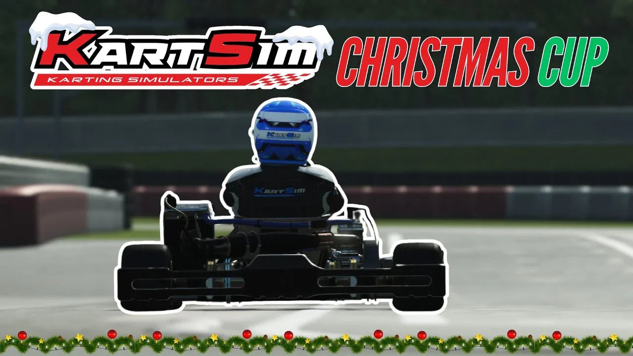 Kart racing simulator with driver in realistic karting training environment for esports event