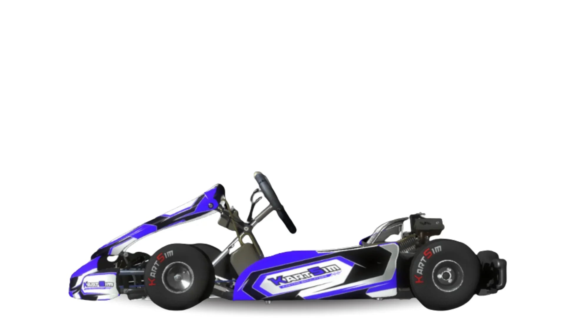 Side profile of the 2024 KartSim 4-Stroke kart, version 1, featuring simplified design and standard setup used widely across grassroots racing.