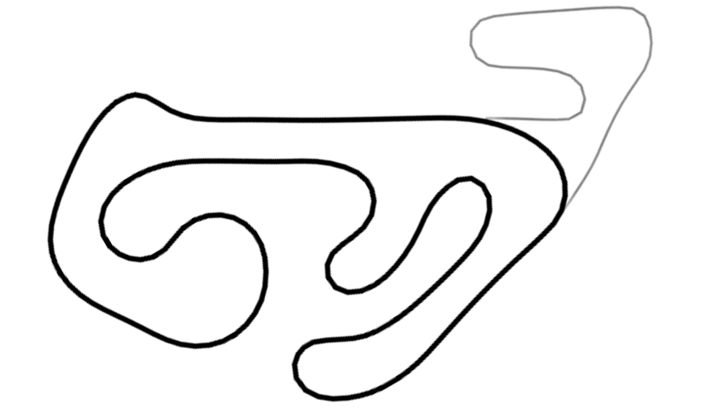 Track map of Bayford Meadows kart circuit from KartSim Pro UK software, featuring a technical layout with tight turns.