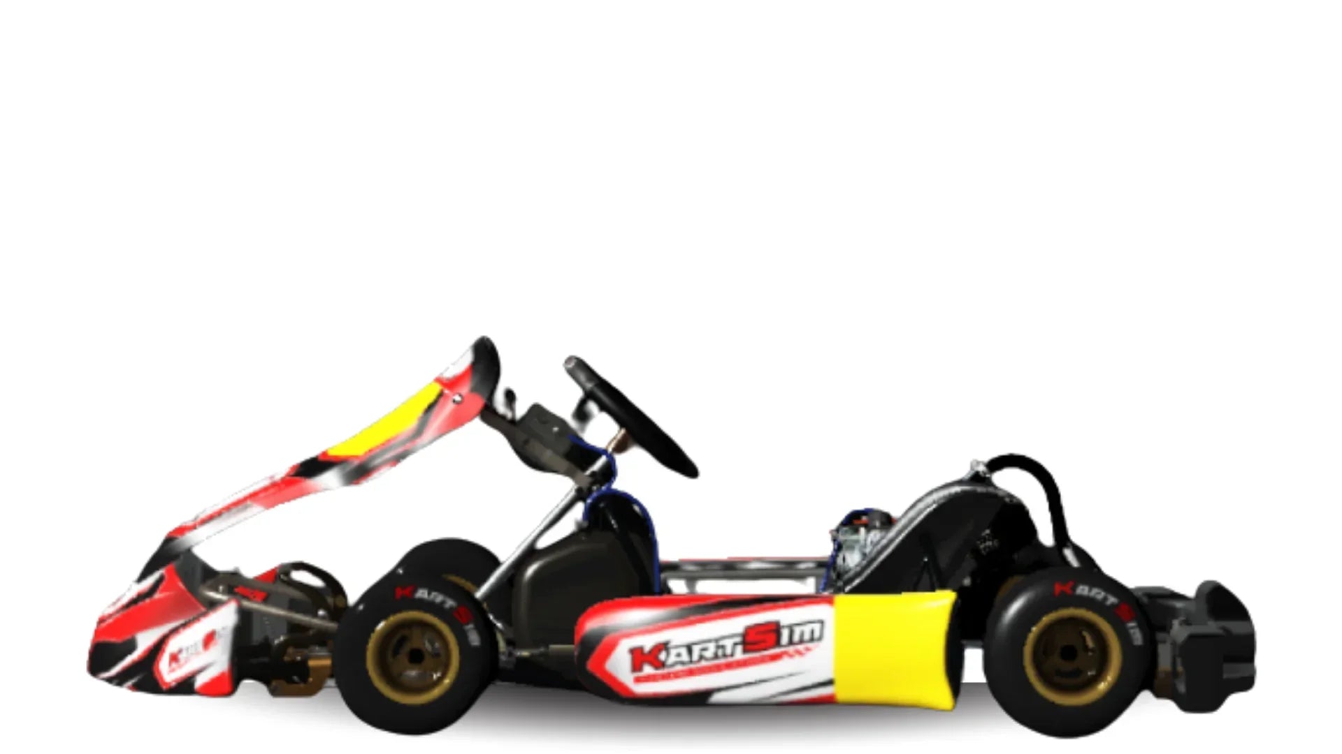 Briggs 206 kart with 206cc 4-stroke engine, capable of up to 30-35 mph, featured on KartSim software for realistic virtual racing on kart tracks