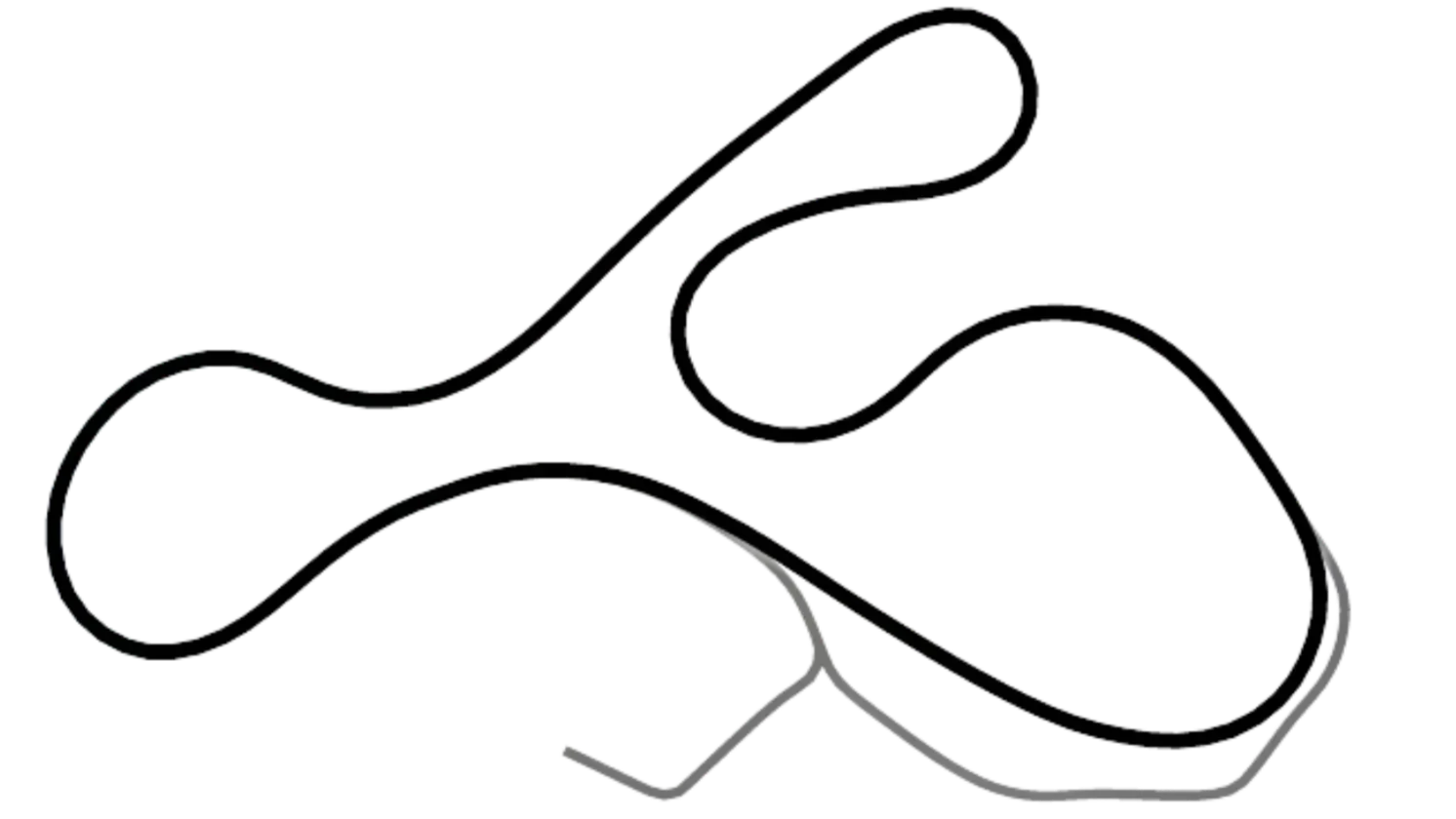 Track map of Clay Pigeon Raceway from KartSim Pro UK software, showing a smooth, high-speed configuration.