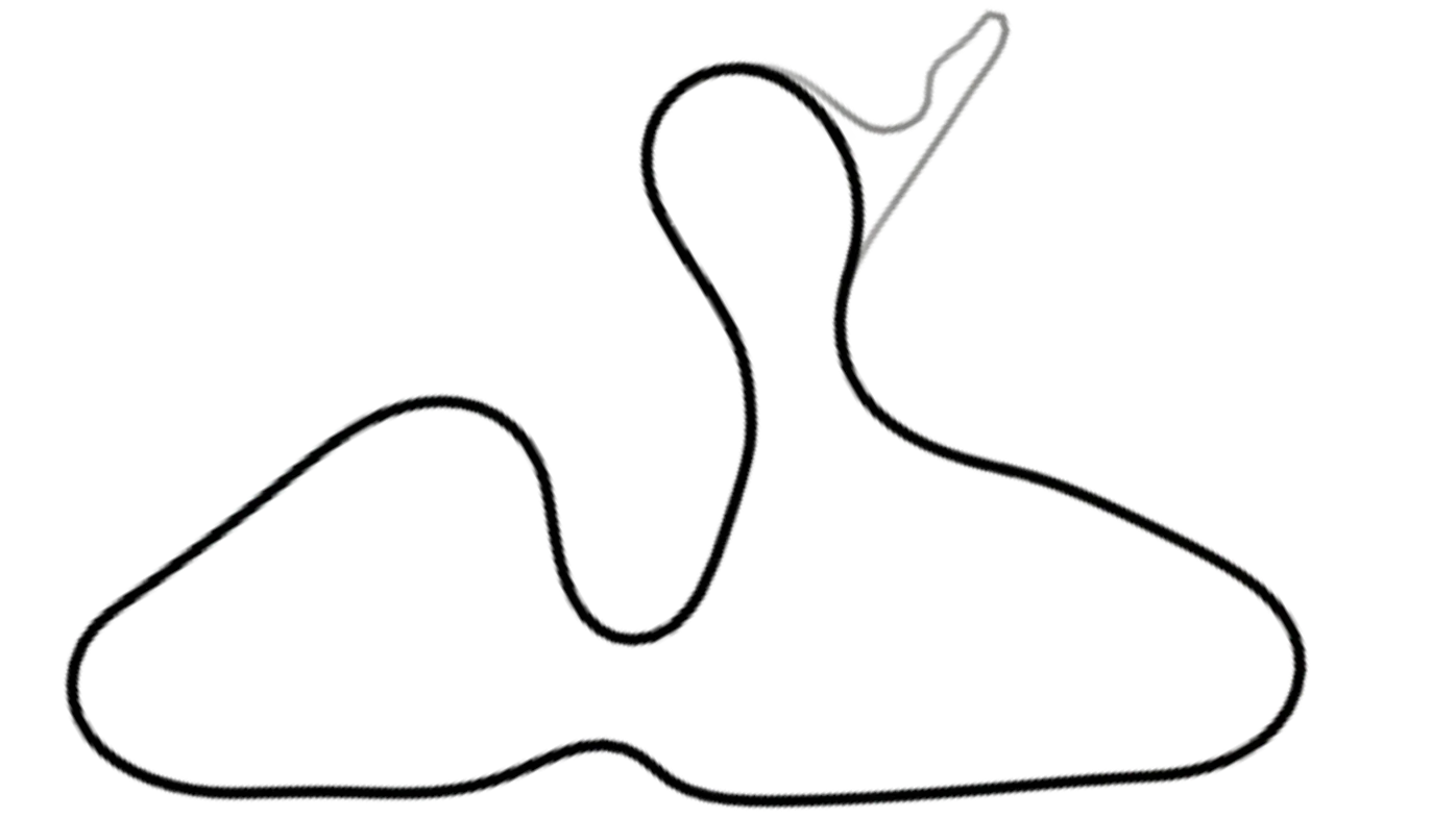 Track map of Forest Edge KC kart circuit from KartSim Pro UK software, with long straights and flowing sections.