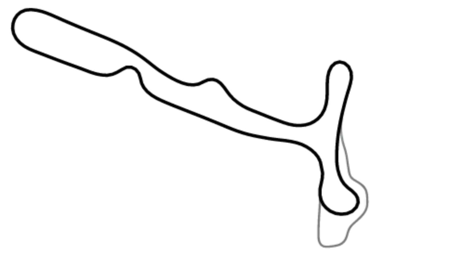 Track map of Fulbeck kart circuit from KartSim Pro UK software, a technical track with mixed-speed corners.