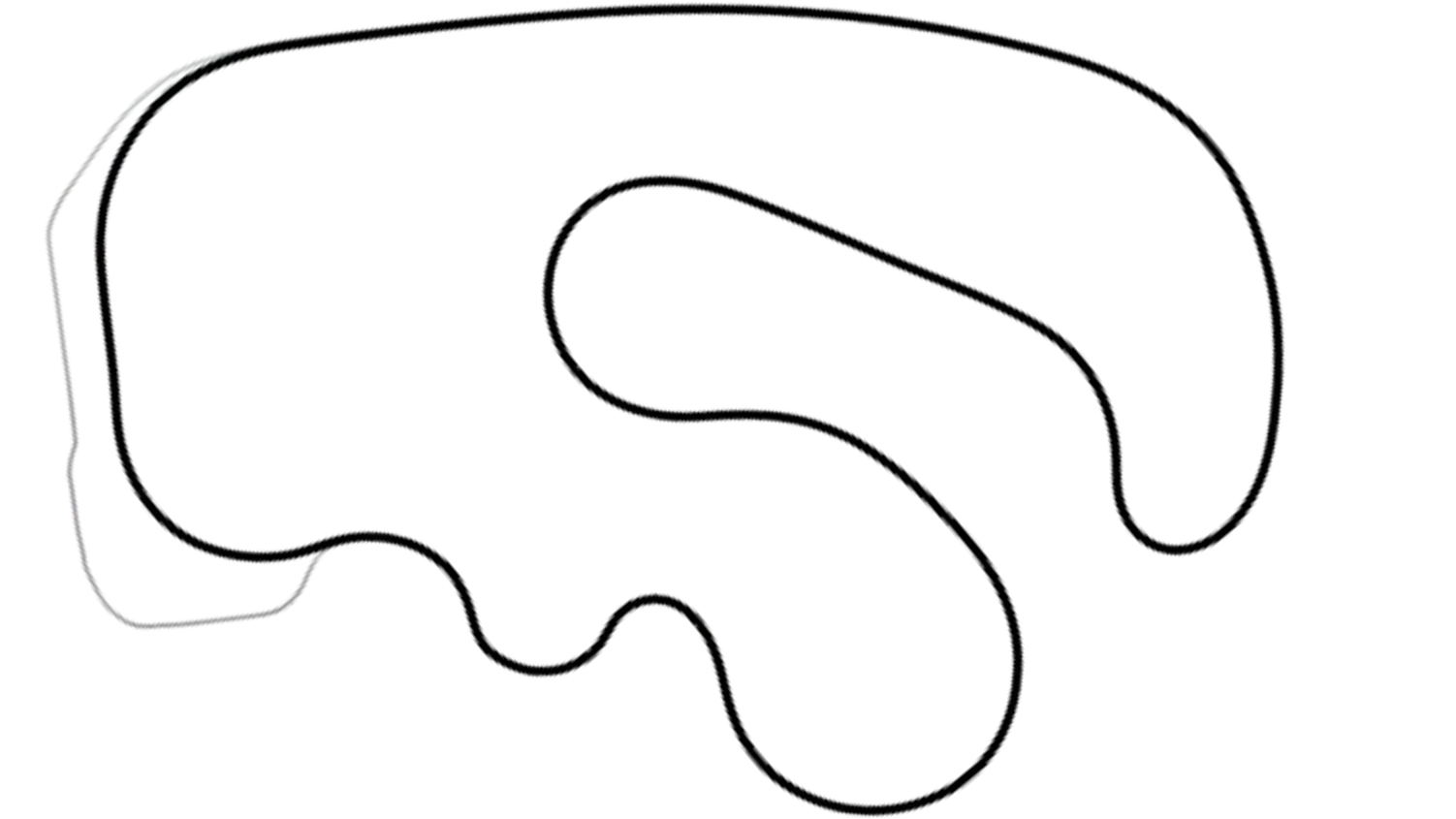 Track map of Glan-Y-Gors kart circuit from KartSim Pro UK software, featuring a fast, flowing layout.