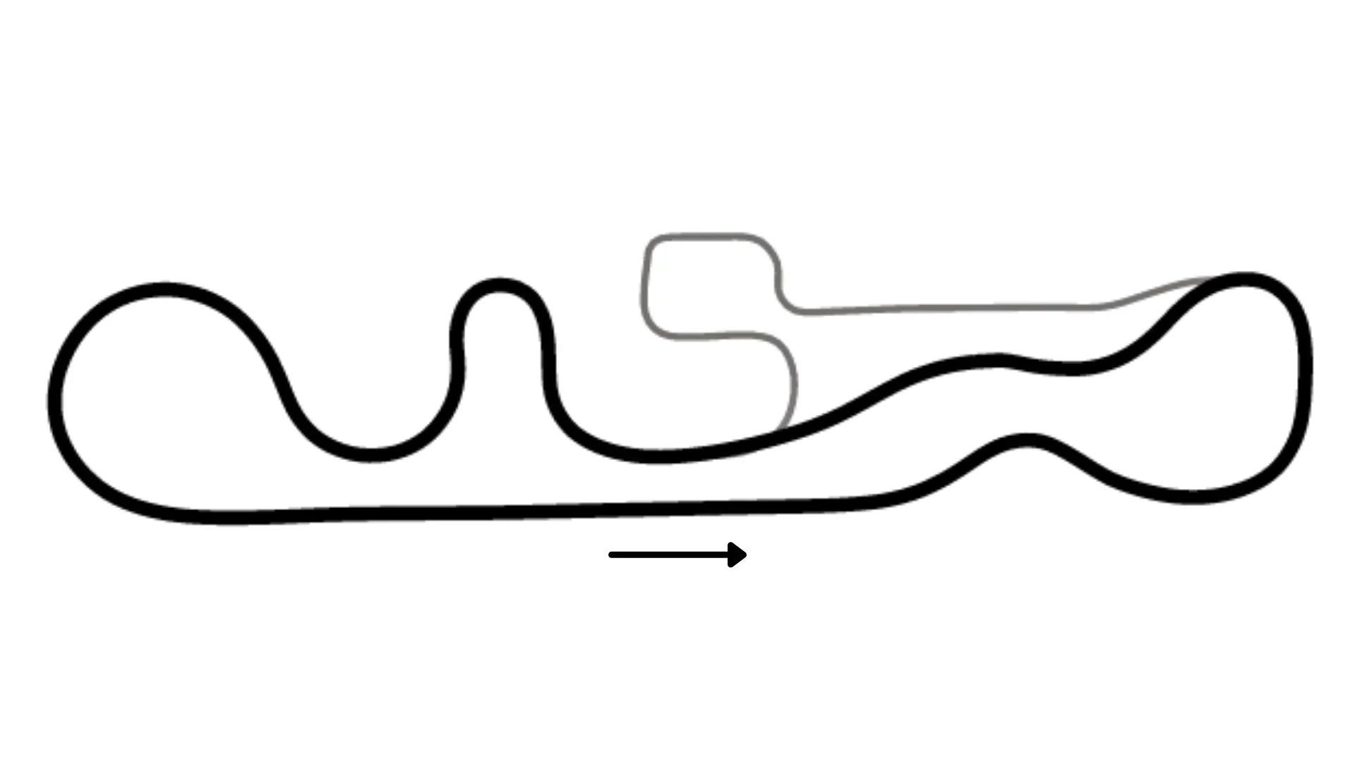 Aerial view of Jacksonville Full Chicanes kart racing track layout running clockwise with complex chicane sections on KartSim software
