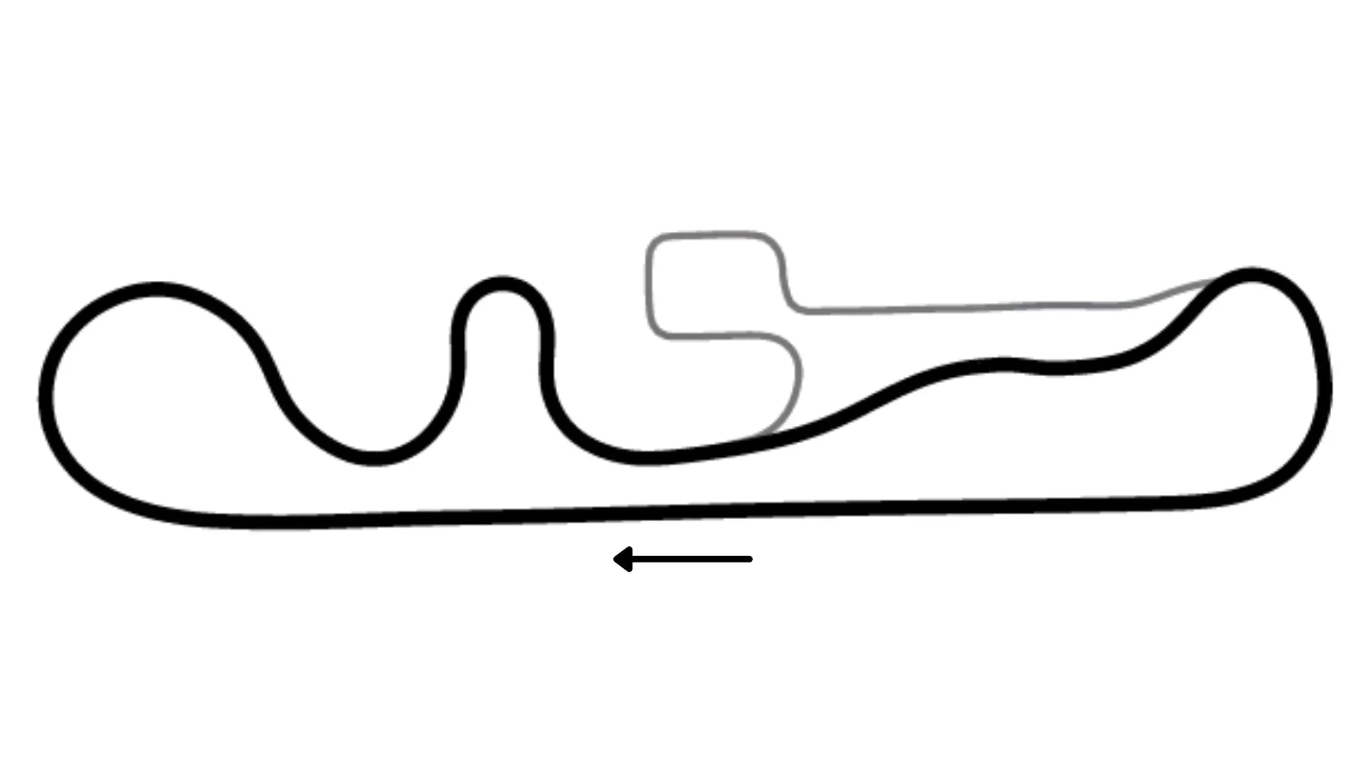 Overhead view of Jacksonville Full kart racing track layout running counter-clockwise with winding turns on KartSim software