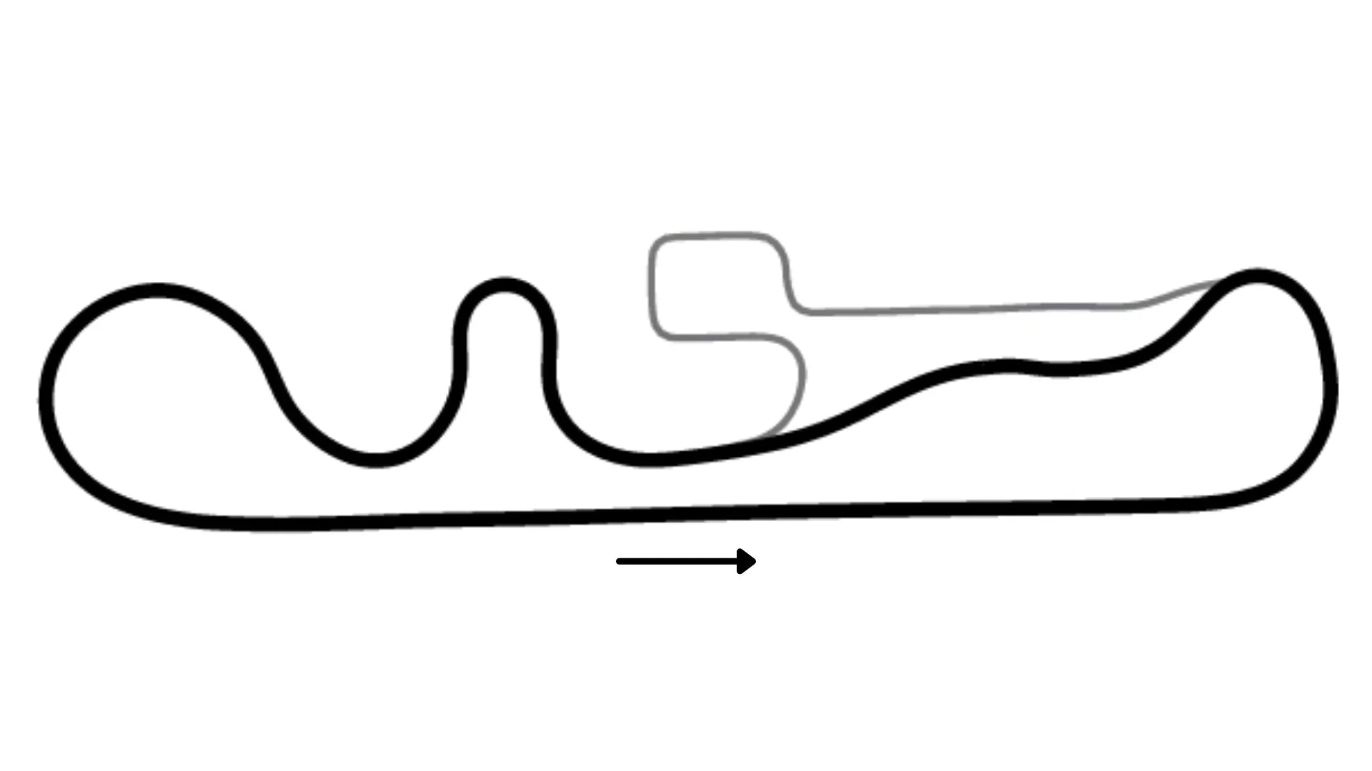 Aerial view of Jacksonville Full kart racing track layout running clockwise on KartSim software
