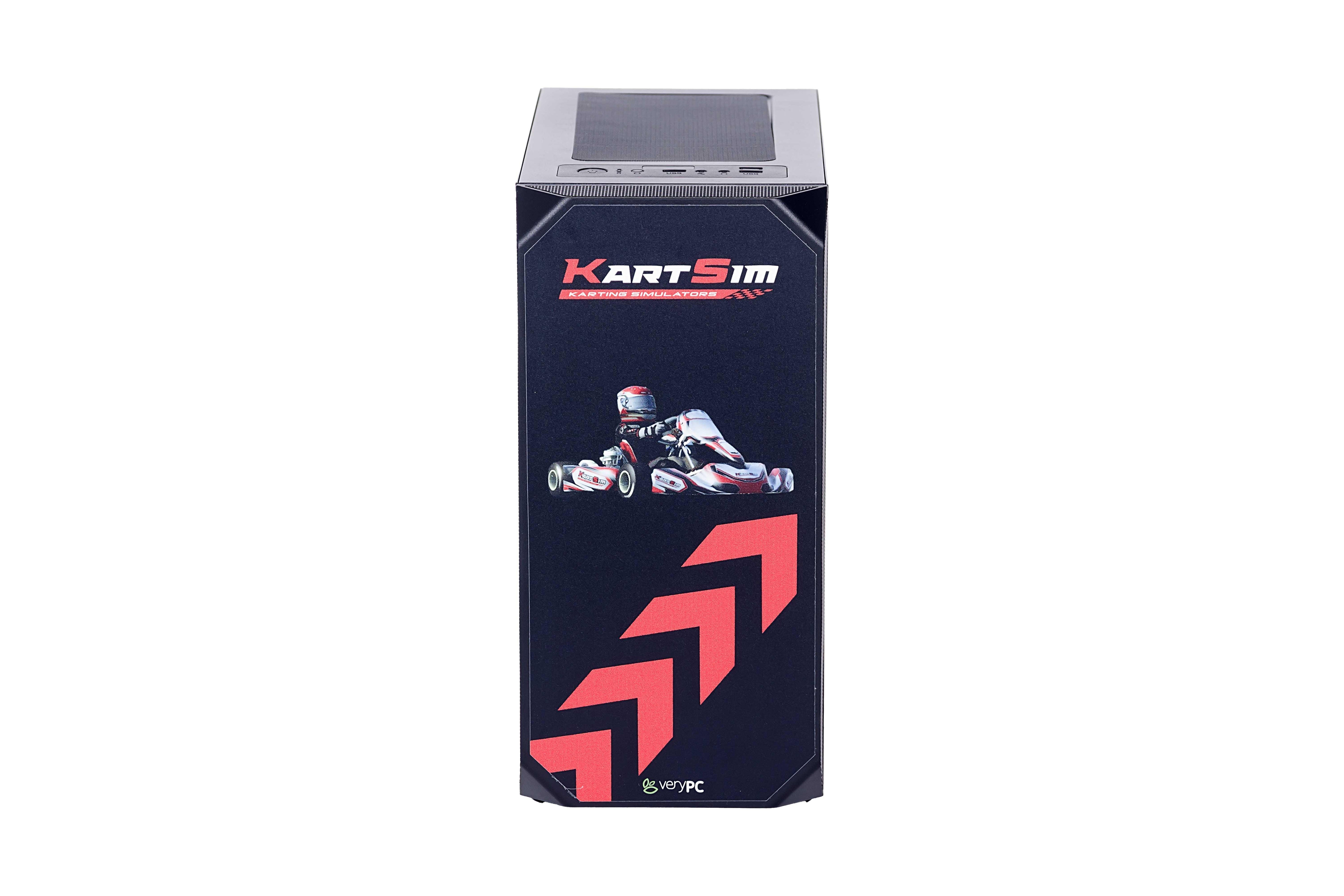 Professional kart racing simulator gaming PC with kart graphics, designed for kart driver training realism.