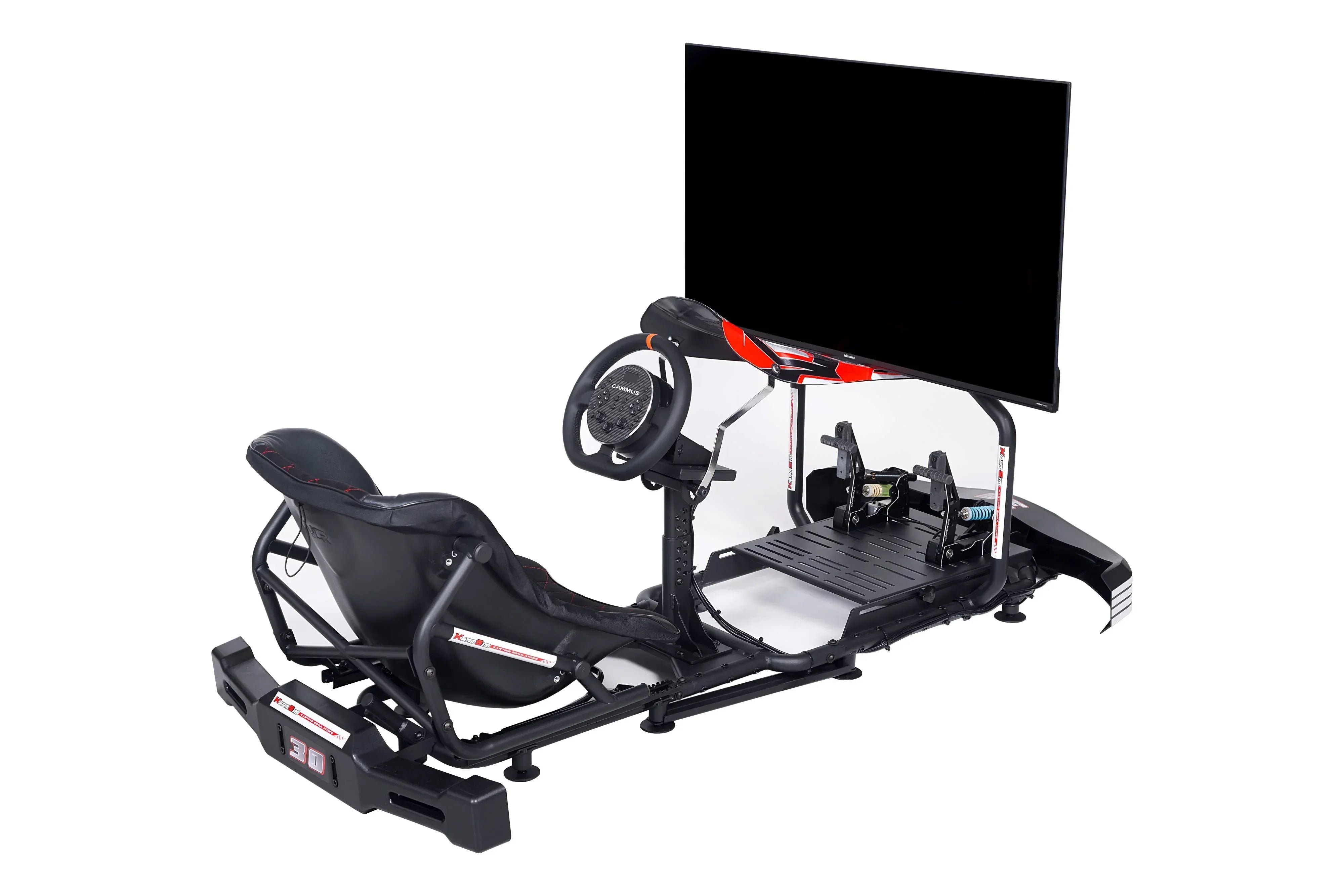 KartSim eSports Simulator—adjustable kartracing rig with bucket seat, wheel and pedal mounts; professional equipment and training tool for kart racers and teams