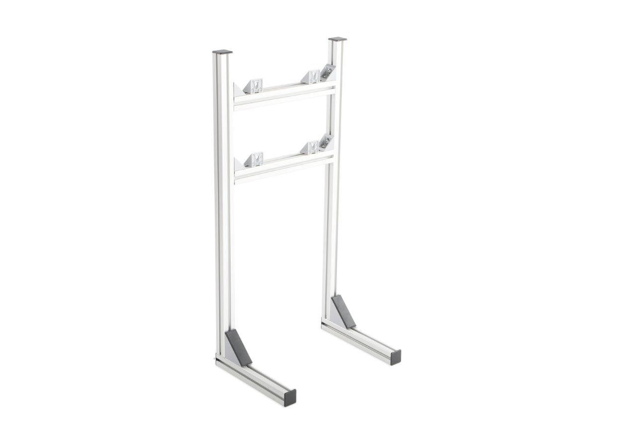 Single monitor stand for KartSim racing simulator, designed to securely hold a large display screen
