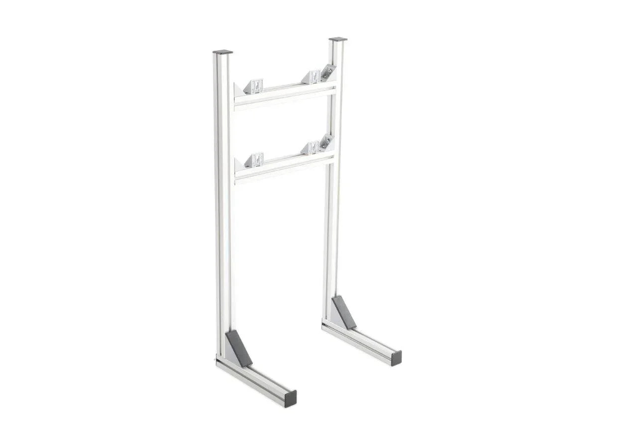 Single monitor stand for KartSim racing simulator, designed to securely hold a large display screen