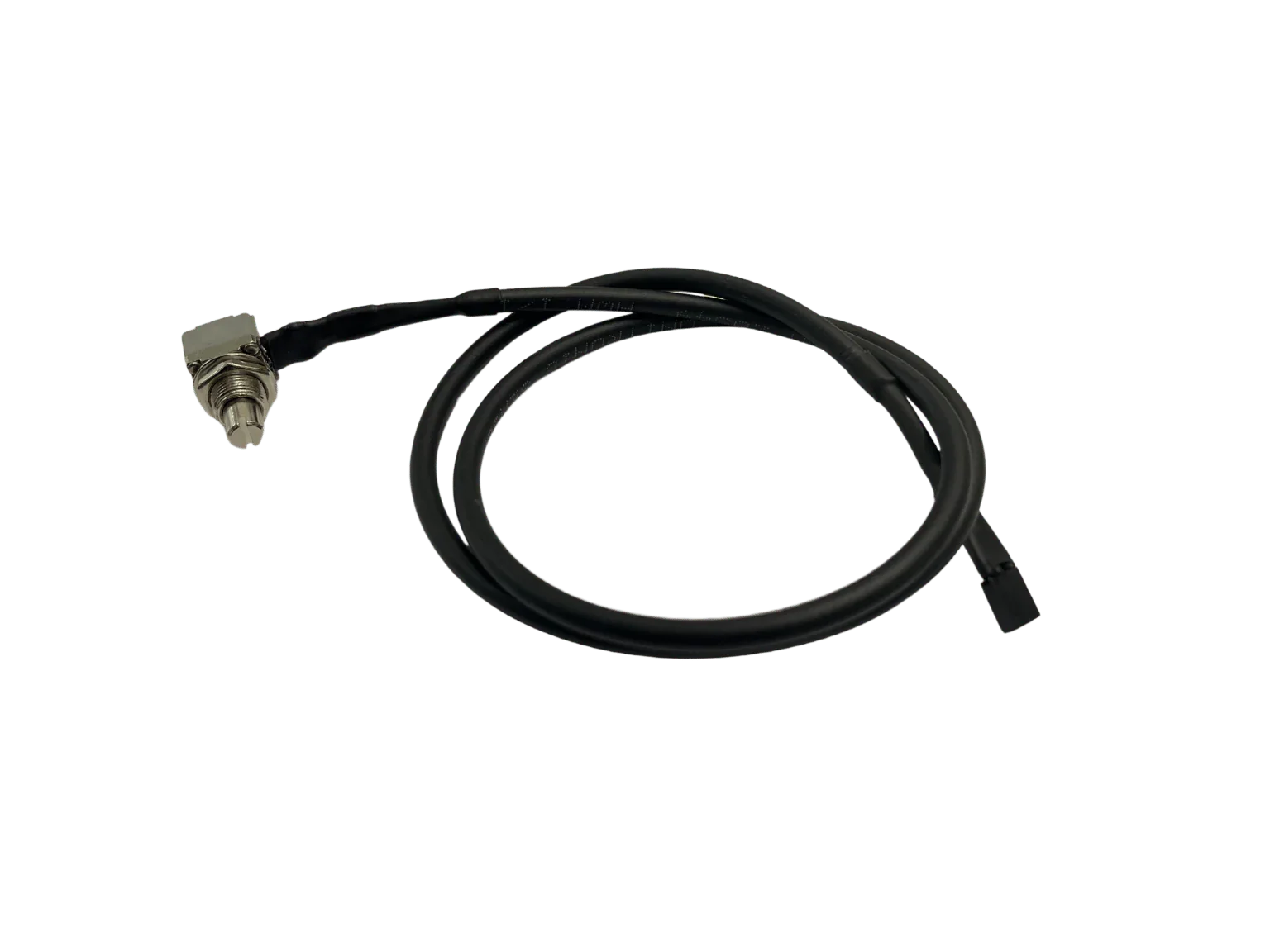 KartSim throttle position sensor cable assembly with metal sensor housing and protective black sheathing