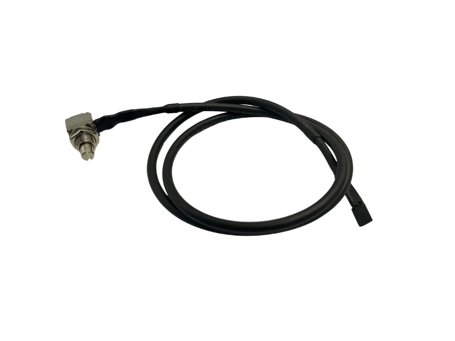 KartSim throttle position sensor cable assembly with metal sensor housing and protective black sheathing