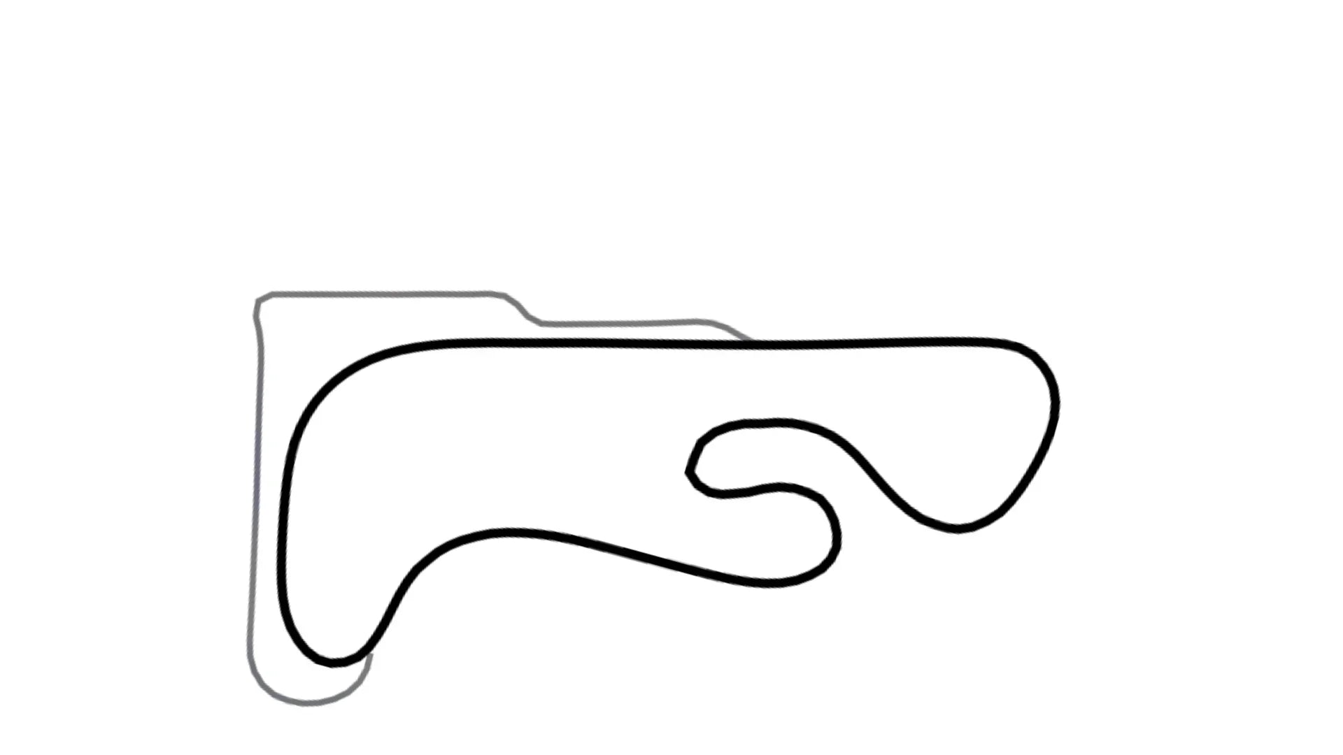 MCC Legacy Short kart racing track layout on white background featured in KartSim kart simulation software