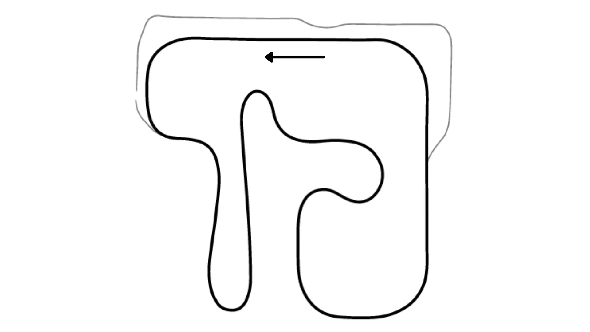 Aerial view of Miami kart racing track layout running counter-clockwise with urban surroundings and curbing on KartSim software