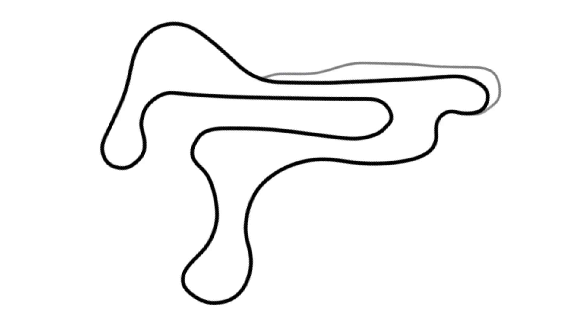 Aerial view of Mosport kart racing track layout with winding turns on KartSim software