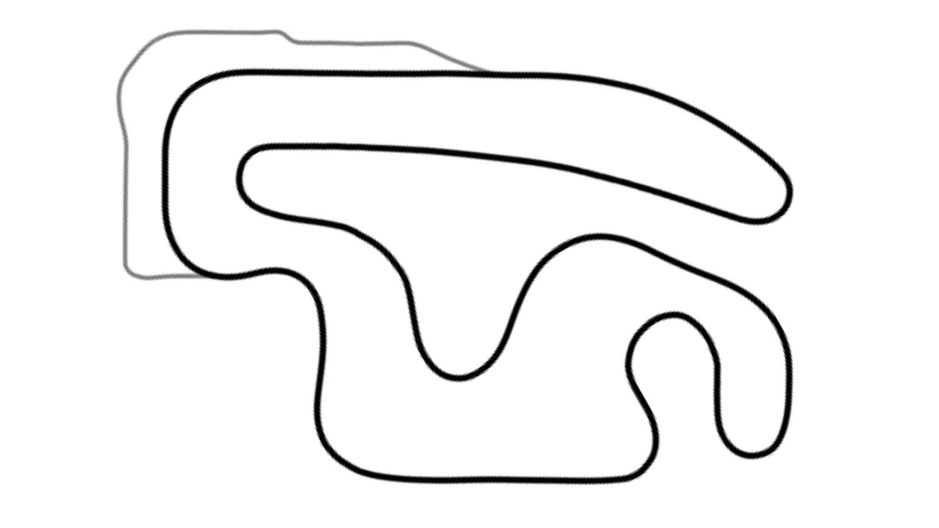 Black and white line drawing of New Castle kart racing track layout with sharp turns on white background for KartSim software
