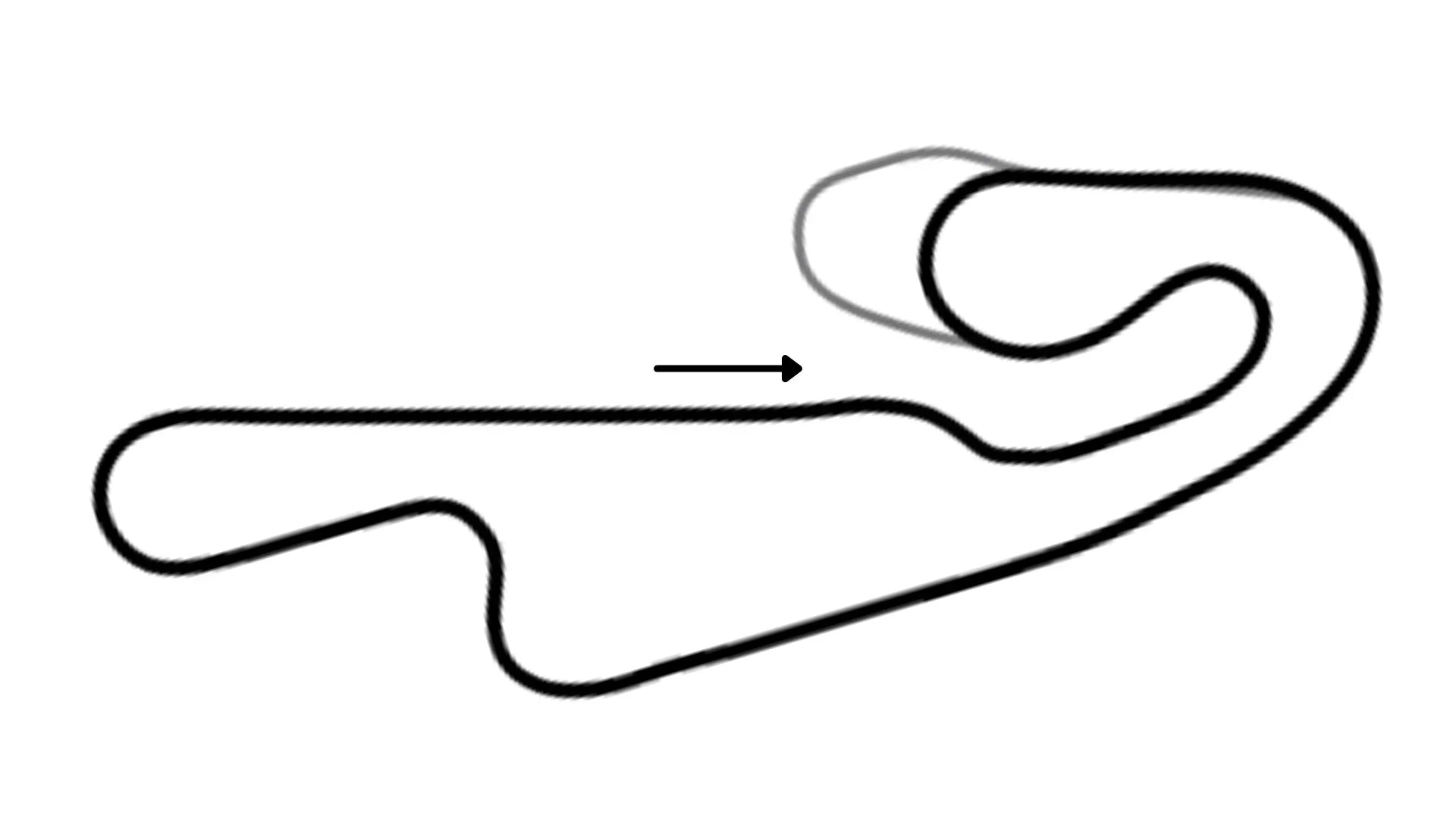 Aerial view of North Texas kart racing track layout running clockwise with sharp corners, straights, and green surroundings