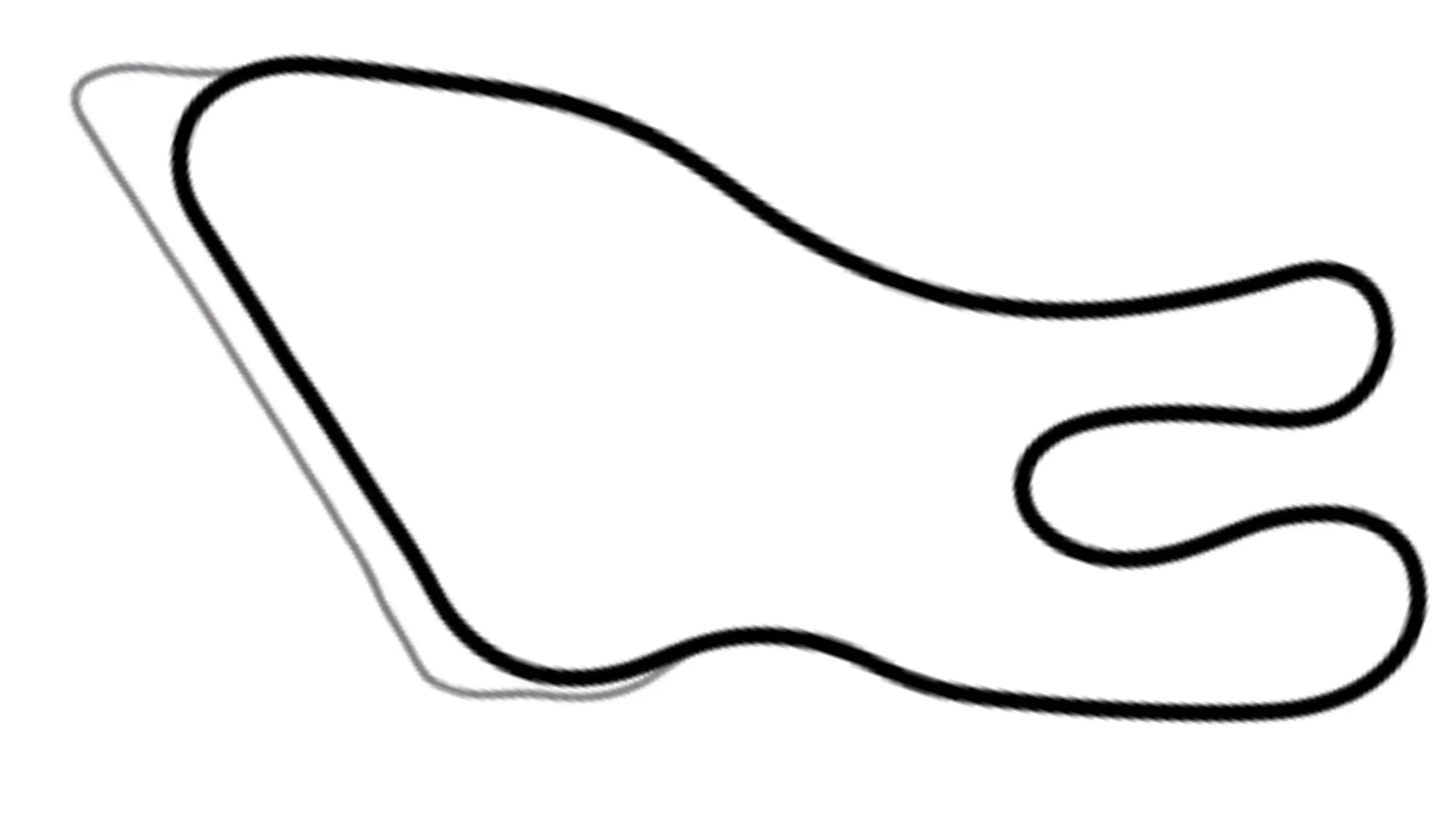 Black and white line drawing of Pitt Race L2 kart racing track layout with technical corners on white background for KartSim software