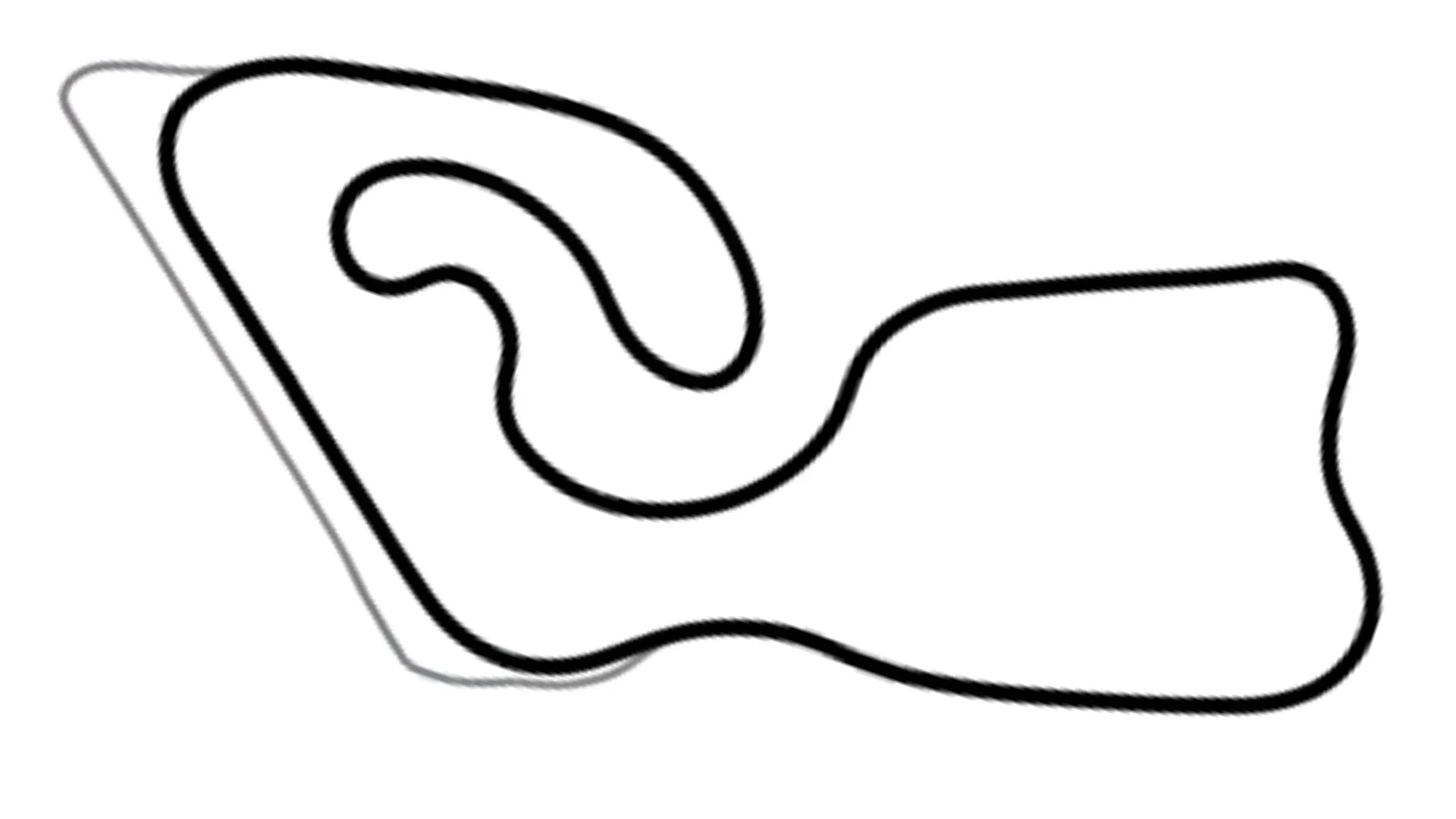 Black and white line drawing of Pitt Race L3 kart racing track layout with sharp turns and straights on white background for KartSim software