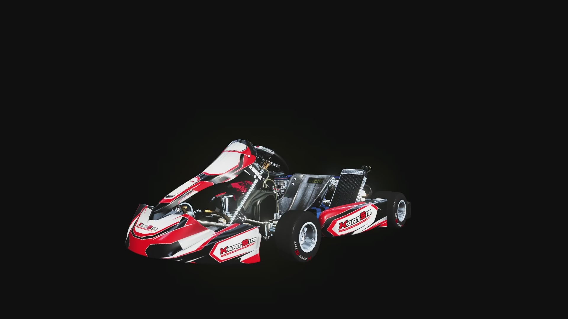 Load video: Detailed simulation of KartSim software featuring a realistic OK Junior EU virtual kart on track with precise handling and dynamic racing physics