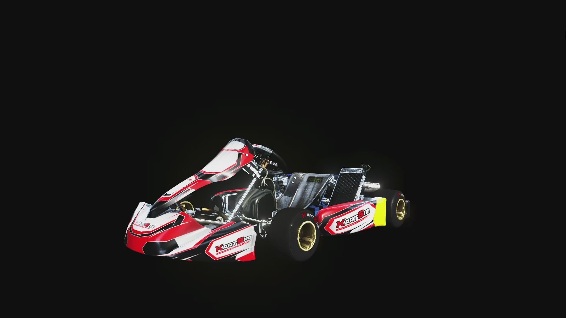 Load video: Dynamic video showing a KartSim software race simulator in action, featuring immersive driving and realistic kart physics